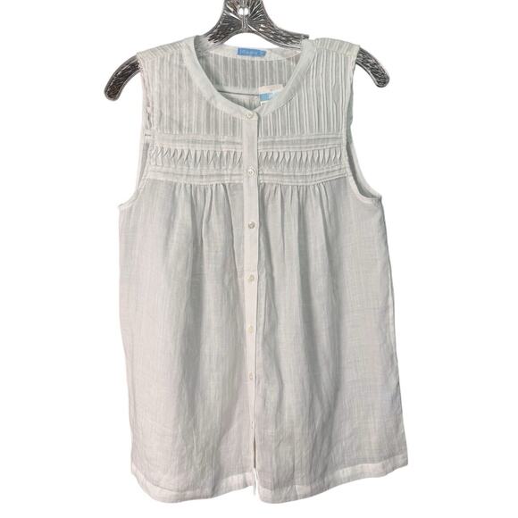 J. McLaughlin Womens Size Small White Avon Sleeveless Butt Up Pleated Shirt NEW - Picture 1 of 12